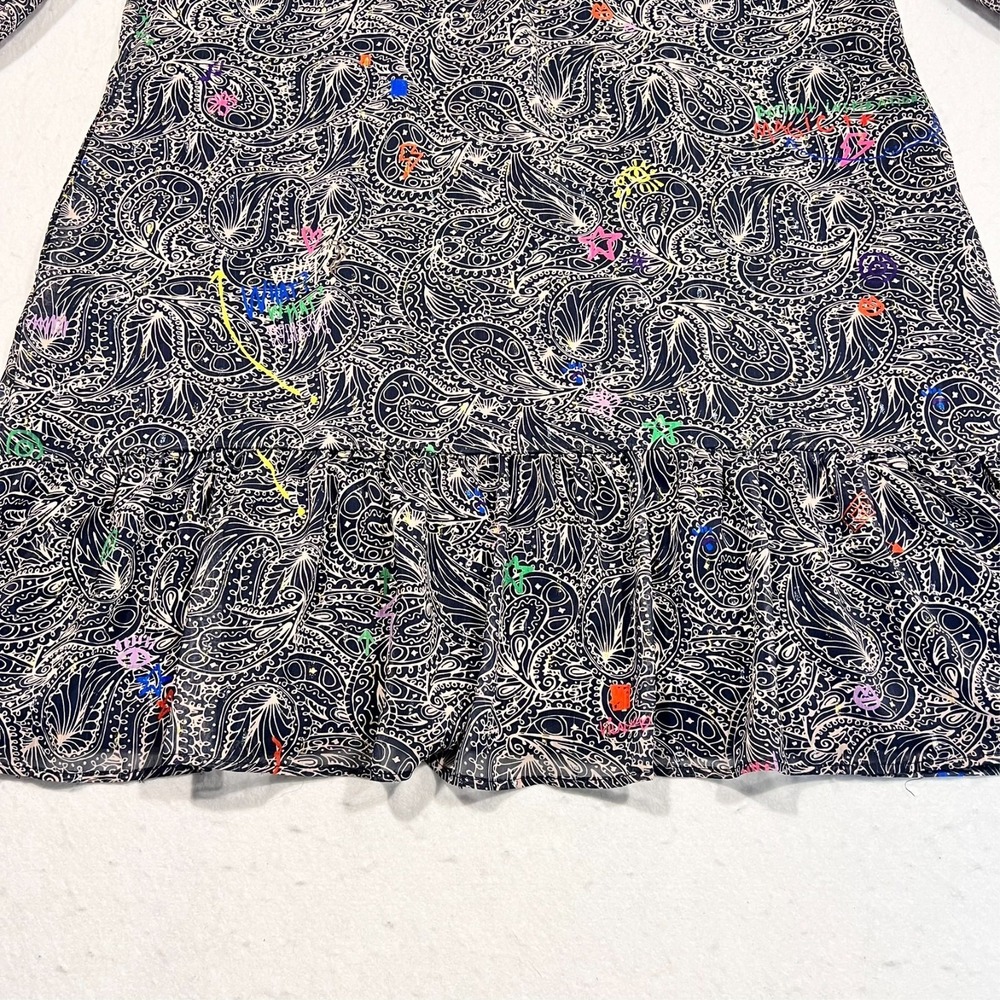 Vilagallo Dress Blue Paisley Art Lightweight Sheer Sleeves‎ Lined Pockets 14/46 - Picture 4 of 13